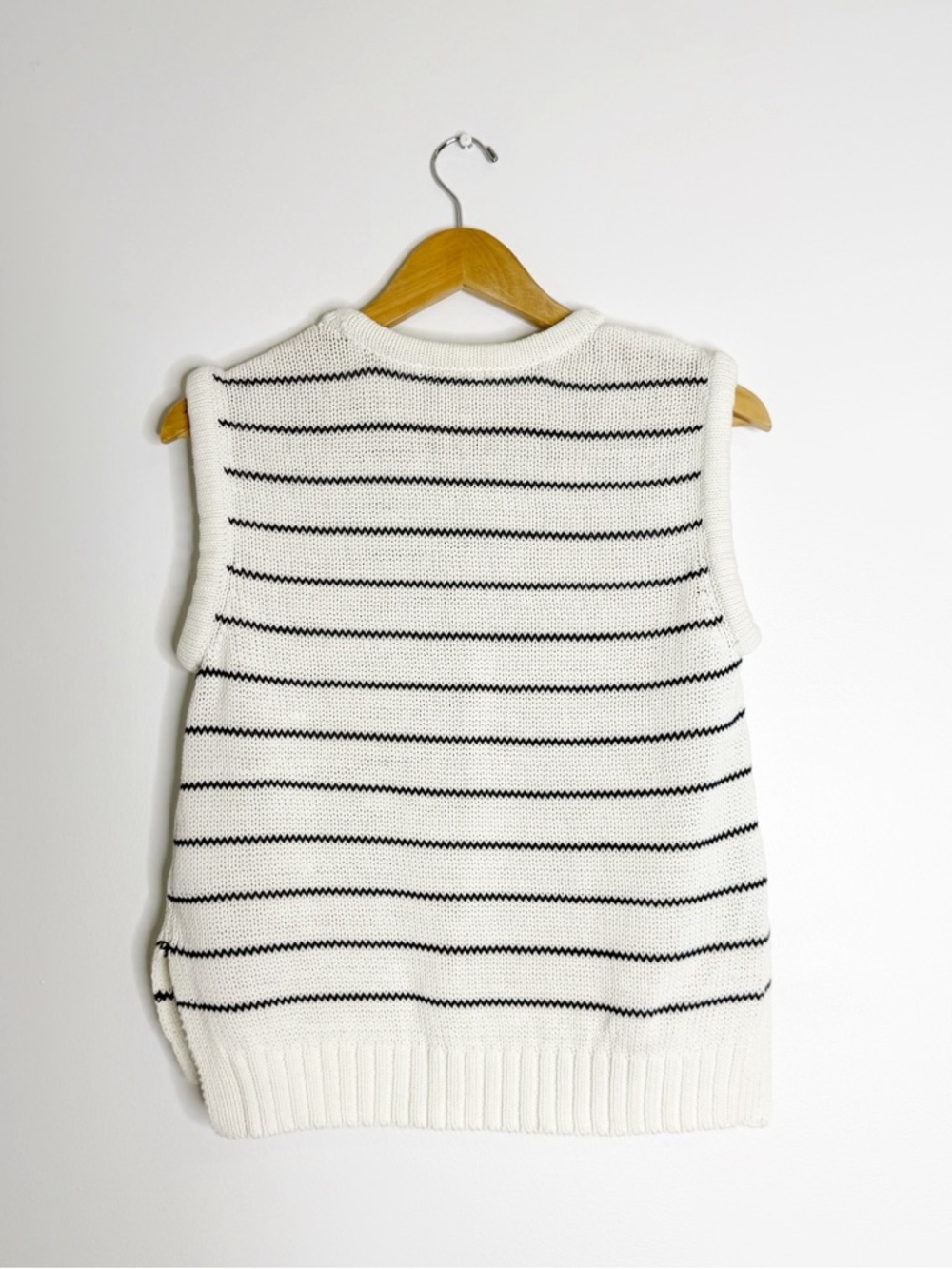 Madewell Nautical Stripe Sleeveless Sweater Tank White Navy Cotton Linen Medium - Picture 5 of 7
